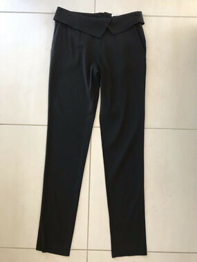 Veronica Beard Pants Foldover High Waist Slim Tapered Leg Stretch Crepe